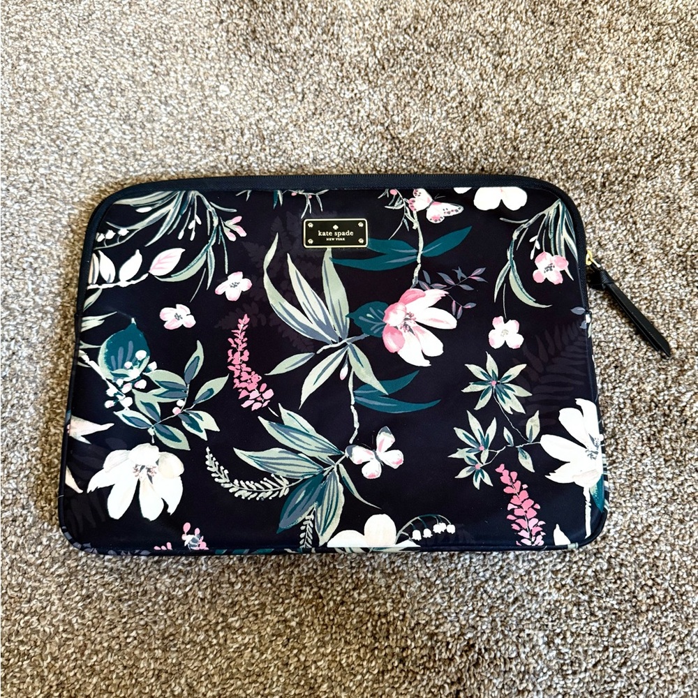 Kate Spade Black Floral Laptop Case